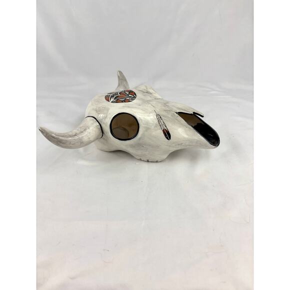 VTG Ceramic Longhorn Bull Cow Skull Sculpture Southwestern Style 1995 1990s - Picture 8 of 14